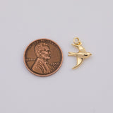 18K Gold PVD bird dove swift seagull charm 12x14mm flying - Tarnish Resistant