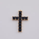 18K Gold PVD Black Cross Charm 18x32mm - Tarnish Resistant