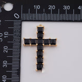 18K Gold PVD Black Cross Charm 18x32mm - Tarnish Resistant