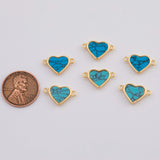 18K Gold pvd Turquoise Heart Connector - Tarnish Resistant