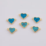 18K Gold PVD Turquoise Heart Connector - Tarnish Resistant