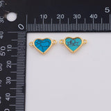 18K Gold PVD Turquoise Heart Connector - Tarnish Resistant