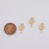 18K Gold PVD Drink cup martini wine glass charm - Tarnish Resistant