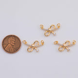 18K Gold PVD Bow Ribbon Connector charm - Tarnish Resistant