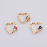 18K Gold PVD Carabiner Screw Clasp Heart - Tarnish Resistant
