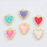 18K Gold PVD Enamel heart 19x18mm pendant charms - Tarnish Resistant