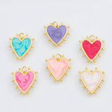 18K Gold PVD Enamel heart 19x18mm pendant charms - Tarnish Resistant