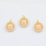 18K Gold PVD Lion charm 15mm lion head 22k pendant charms - Tarnish Resistant