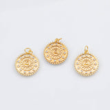 18K Gold PVD 22k Sun Burst Charm Pendant Charms - Tarnish Resistant