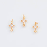 18K Gold PVD 22k dainty cross charm 8x14mm earrings s charm charms - Tarnish Resistant