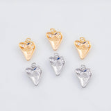 18K Gold PVD Rose Heart Charm 15x11mm 22k Pendant Charms - Tarnish Resistant