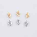 18K Gold PVD 22k honey bee heart charm 8x12mm pendant charms - Tarnish Resistant