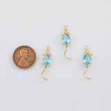 18K Gold PVD Mouse Rat Charm 7x29mm 22k s Gold Charms - Tarnish Resistant
