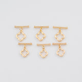 18K Gold PVD Plain Toggle Clasps Clover 12mm 14mm 22k s Gold Charms - Tarnish Resistant
