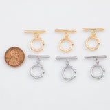 18K Gold PVD Plain Toggle Clasps 13mm 22k s Gold Charms - Tarnish Resistant