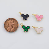 18K Gold PVD Butterfly Charm Enamel charm white pink black green 8x12mm s Gold Charms - Tarnish Resistant