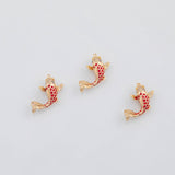 18K Gold PVD Koi Gold Fish Charm 8x11mm 22k s Gold Charms - Tarnish Resistant