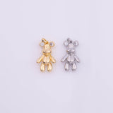 18K Gold PVD Teddy Bear Charm 7x13mm 22k s Gold Charms - Tarnish Resistant