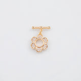 18K Gold PVD Flower Toggle Clasp 15mm 22k s Gold Charms - Tarnish Resistant