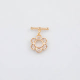 18K Gold PVD Flower Toggle Clasp 15mm 22k s Gold Charms - Tarnish Resistant