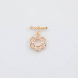 18K Gold PVD Flower Toggle Clasp 15mm 22k s Gold Charms - Tarnish Resistant