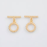 18K Gold PVD Plain Toggle Clasps 15mm 22k s Gold Charms - Tarnish Resistant