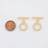 18K Gold PVD Plain Toggle Clasps 15mm 22k s Gold Charms - Tarnish Resistant