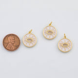 18K Gold PVD Evil eye white enamel charm - Tarnish Resistant