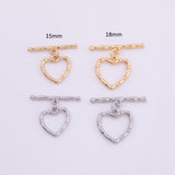 18K Gold PVD 15mm 18mm Heart Toggle Clasp - Tarnish Resistant