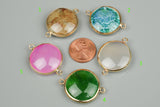 Agate 23mm Coin Connector wrapped in Gold