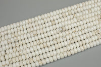 Natural WHITE TURQUOISE-- Roundel Faceted-- Sizes 4mm, 6mm, 8mm, 10mm-- Full Strand AAA Quality Gemstone Beads