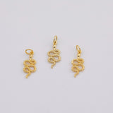 18K Gold PVD Snake Charm Serpent Pendant Wild Animal Inspired Earring Component AC252 9x21mm - Tarnish Resistant