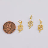 18K Gold PVD Snake Charm Serpent Pendant Wild Animal Inspired Earring Component AC252 9x21mm - Tarnish Resistant