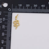 18K Gold PVD Snake Charm Serpent Pendant Wild Animal Inspired Earring Component AC252 9x21mm - Tarnish Resistant