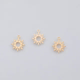 18K Gold PVD Sun Burst Charm Sunburst 13mm Open Celestial Sun Ray Pendant Charms AG-703 - Tarnish Resistant