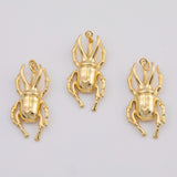 18K Gold PVD scarab beetle bug charm 17x37mm stag beetle egyptian charms - Tarnish Resistant