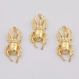 18K Gold PVD scarab beetle bug charm 17x37mm stag beetle egyptian charms - Tarnish Resistant