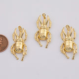 18K Gold PVD scarab beetle bug charm 17x37mm stag beetle egyptian charms - Tarnish Resistant