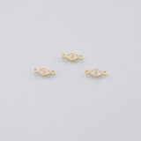 18K Gold PVD small evil eye connector white enamel connectors 4x12mm pendant charms - Tarnish Resistant