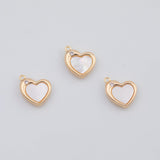 18K Gold PVD heart mother of pearl charm 15x16mm pendant charms - Tarnish Resistant