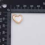 18K Gold PVD heart mother of pearl charm 15x16mm pendant charms - Tarnish Resistant