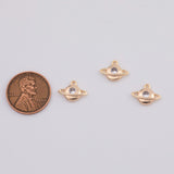 18K Gold PVD Celestial Saturn Planet Micro d Star Bail Pendant | AA-1186 Charm Pendant Charms 9x12mm - Tarnish Resistant