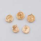 18K Gold PVD flower charm rose 5 petal flower about 15mm - Tarnish Resistant
