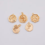 18K Gold PVD flower charm rose 5 petal flower about 15mm - Tarnish Resistant