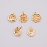 18K Gold PVD flower charm rose 5 petal flower about 15mm - Tarnish Resistant