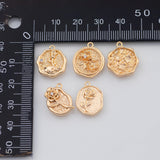 18K Gold PVD flower charm rose 5 petal flower about 15mm - Tarnish Resistant