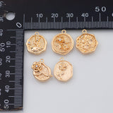 18K Gold PVD flower charm rose 5 petal flower about 15mm - Tarnish Resistant