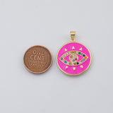 18K Gold PVD Evil eye pink enamel charm - Tarnish Resistant