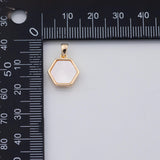 18K Gold PVD Hexagon mother of pearl charm - Tarnish Resistant