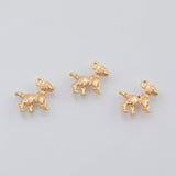 18K Gold PVD Shaggy Dog with Hair Fur charm - Tarnish Resistant